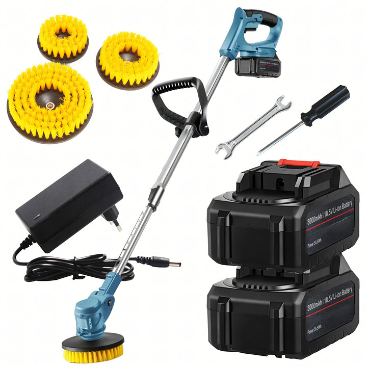 Perie rotativa electrica curatare pardoseli, Zola, 360W, 2 acumulatori 3000mAh, 7000 RPM, 3 perii 10/11.5/14.5 cm,  lungime reglabila 83-123 cm