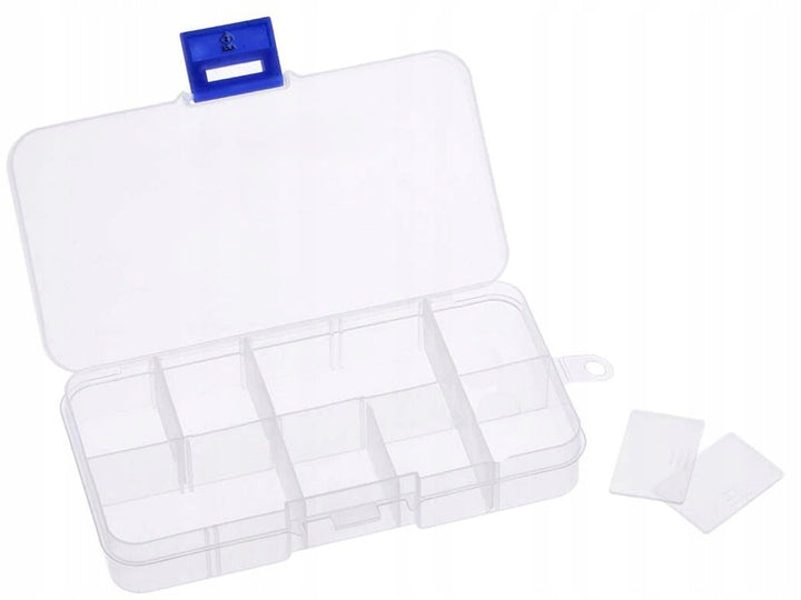 Organizator pentru depozitarea lucrurilor marunte,  Zola®, transparent, cu 10 compartimente, 13x7x2 cm