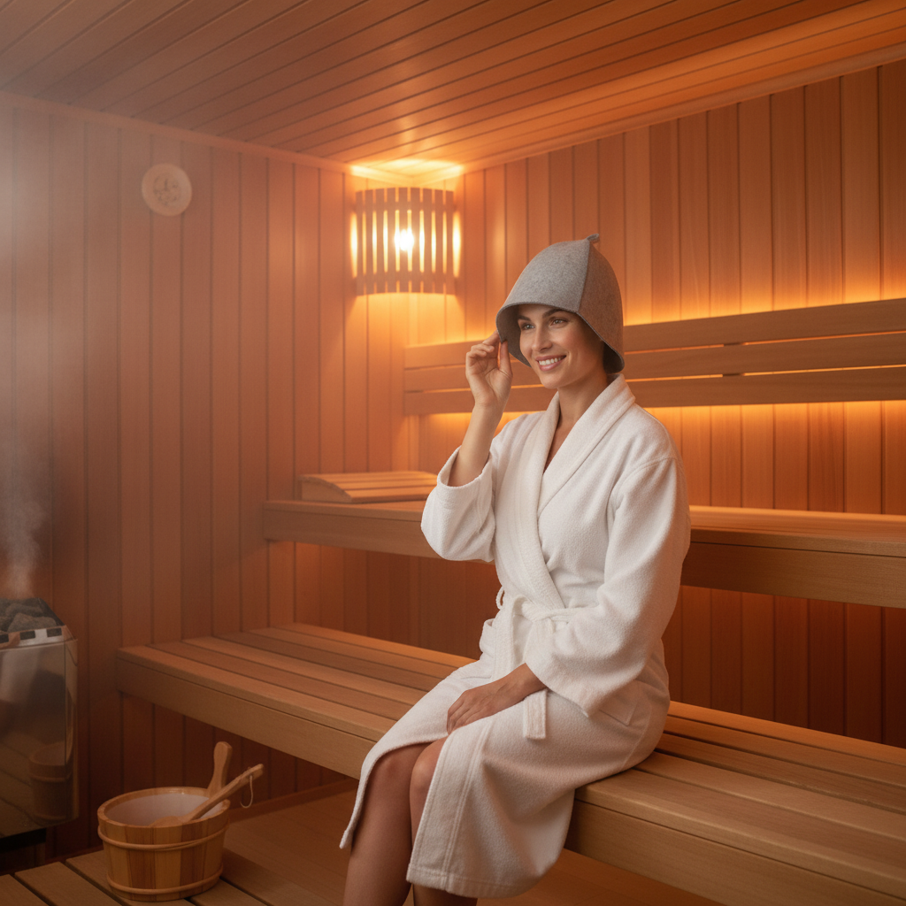 Casca pentru sauna, Zola, protejeaza parul si scalpul, marime universala, material espirabil, 33 x 25 cm, pasla, gri