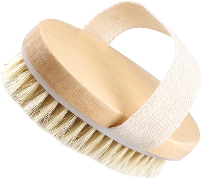 Perie de masaj, UBX®, pentru eliminarea celulelor moarte ale pielii si a toxinelor, relaxare, curatarea porilor, lemn cu perii naturali de agave, 12.5x6.5x3.5 cm, maro