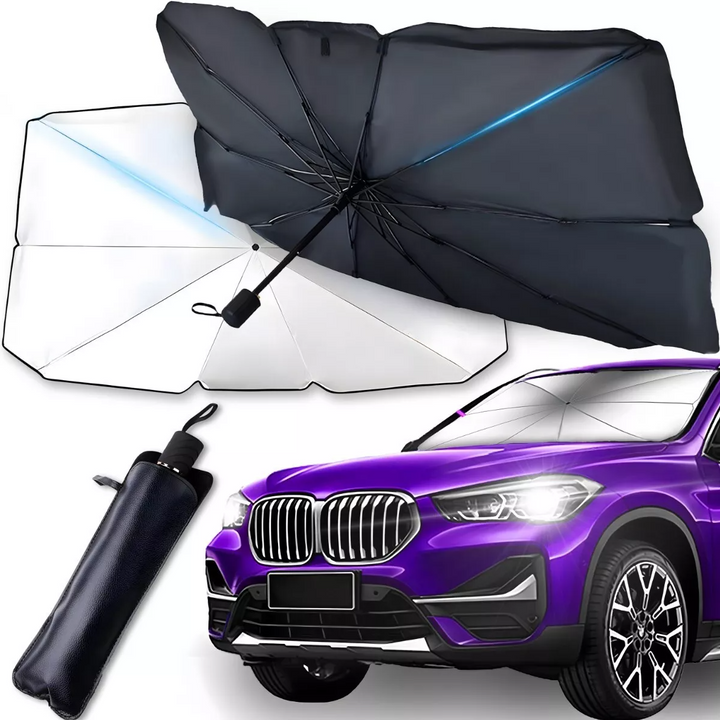 Parasolar auto tip umbrela, Zola, protejeaza impotriva radiatiilor solare, 110 x 65 cm, universal, nergru/gri