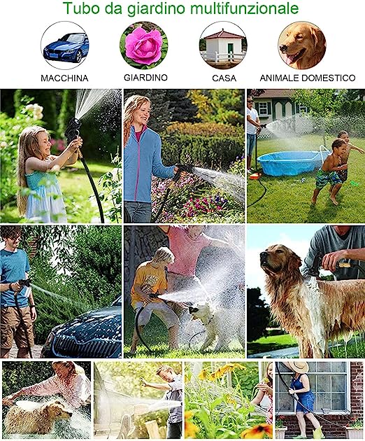 Furtun de gradina,  Zola®, flexibil si extensibil, cap de prindere, saculet de depozitare, 20-60 m, negru