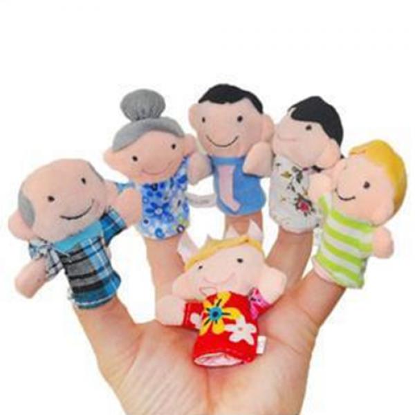 Set marionete pentru degete, Zola®,6 bucati, textile, familie draguta, diametru 3 cm