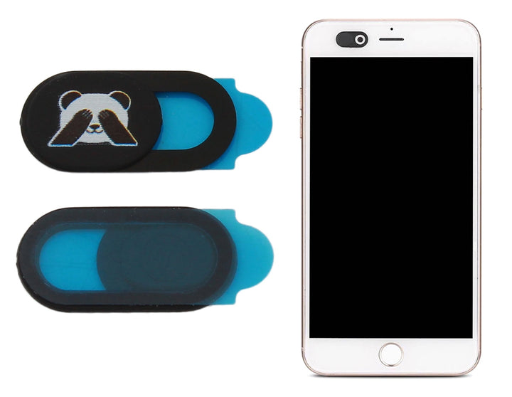 Set 2 capace culisante pentru camera laptop, Zola®, auto-adezive, plastic, 20x9 mm, negru