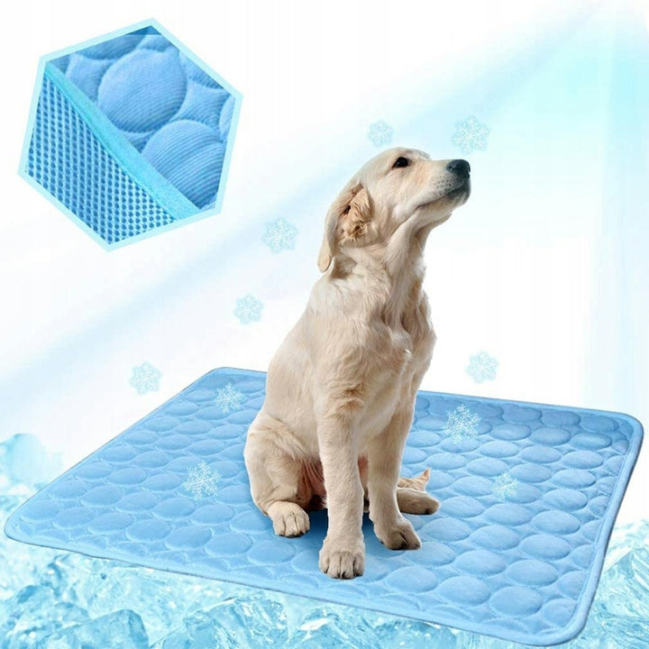 Covor de racire culcus pentru caini si pisici , Zola, efect lung de racire, plastic, 70x55 cm, albastru