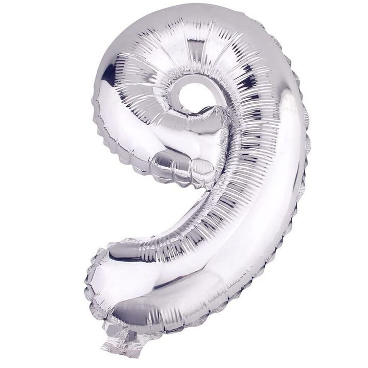 Balon folie cifra 9, Zola®, Argintiu, 76 cm
