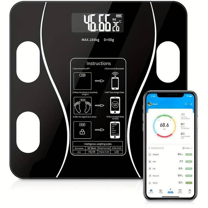 Cantar inteligent cu bluetooth, Zola®, aplicatie telefon, functii masurare greutatea corporala, IMC, necesarul caloric, masurarea masei muscular, tesutului adipos, cantitatea de apa organism, masa oso