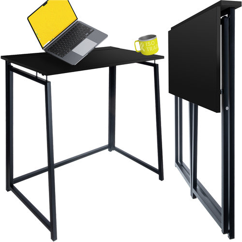 Birou pliabil cu cadru metalic, Zola, MDF, 80 x 40 x 75 cm, negru