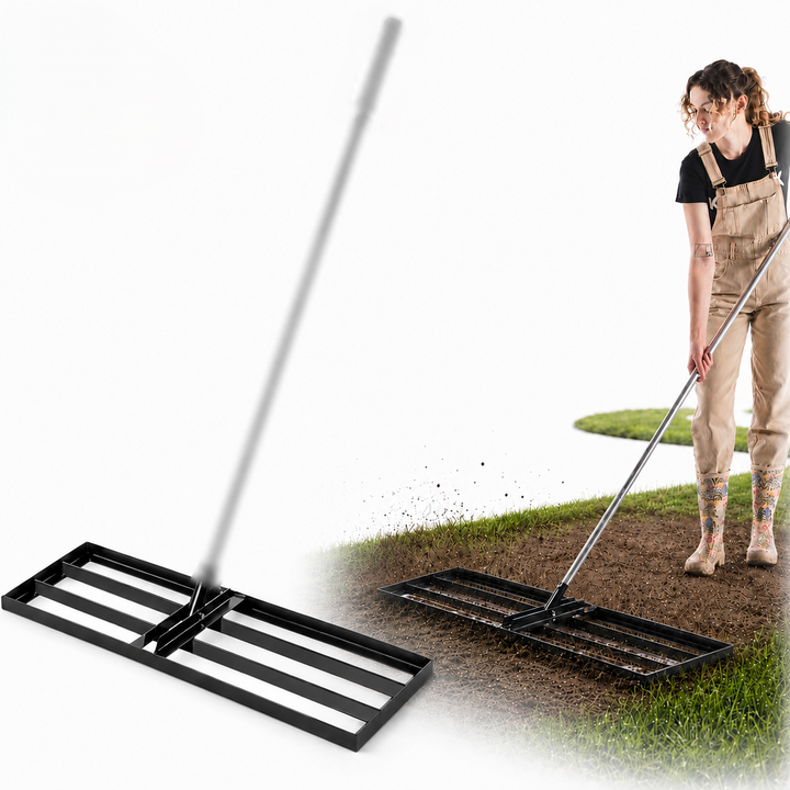 Nivelator gazon manual, Zola, 90 x 30.5 cm, din otel, pentru nivelare sol si nisip