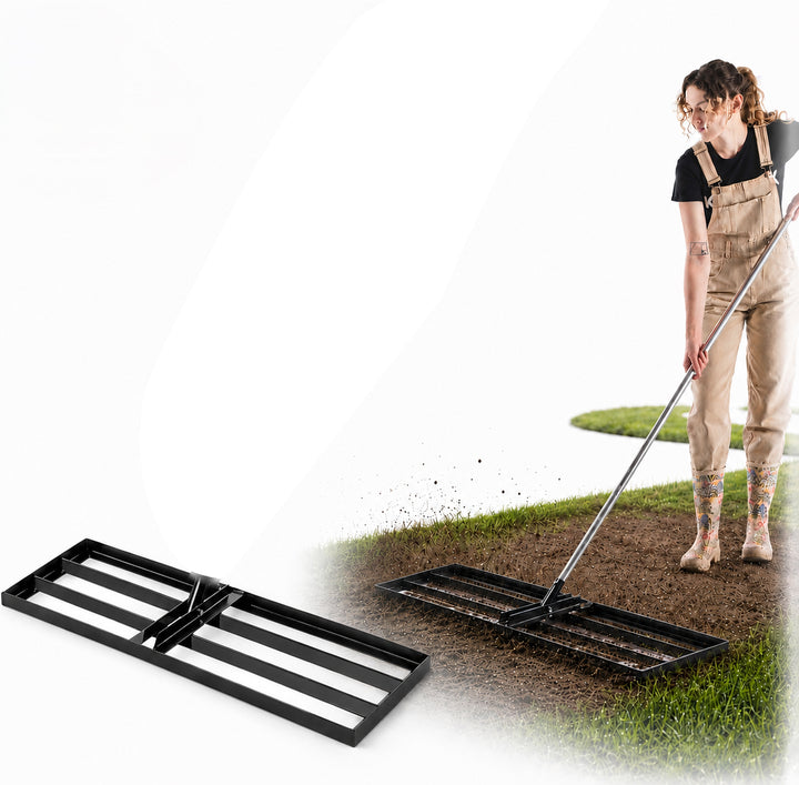 Nivelator gazon manual, Zola, 90 x 30.5 cm, din otel, pentru nivelare sol si nisip