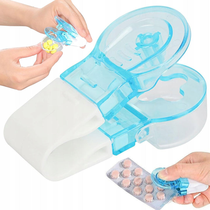 Instrument portabil pentru desfacerea pastilelor si depozitarea acestora, Zola, din plastic, 8x4 cm, albastru