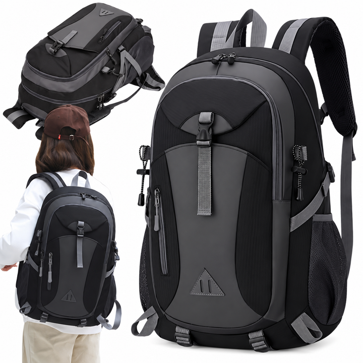Rucsac de drumetii, Zola, 40L, rezistent la apa, compartimente multiple, 50 x 25 x 18 cm, negru / gri