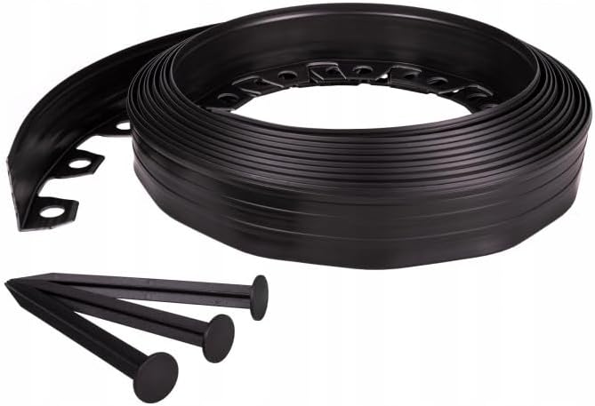 Kit bordura gazon, Zola, 20 ancore incluse, polipropilena, latime 4 cm, lungime 10 m, negru