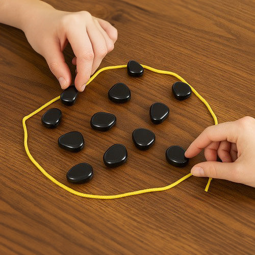 Joc magnetic de strategie, Zola, 20 pietre magnetice, snur, saculet depozitare, 2 x 2 x 2 cm, negre