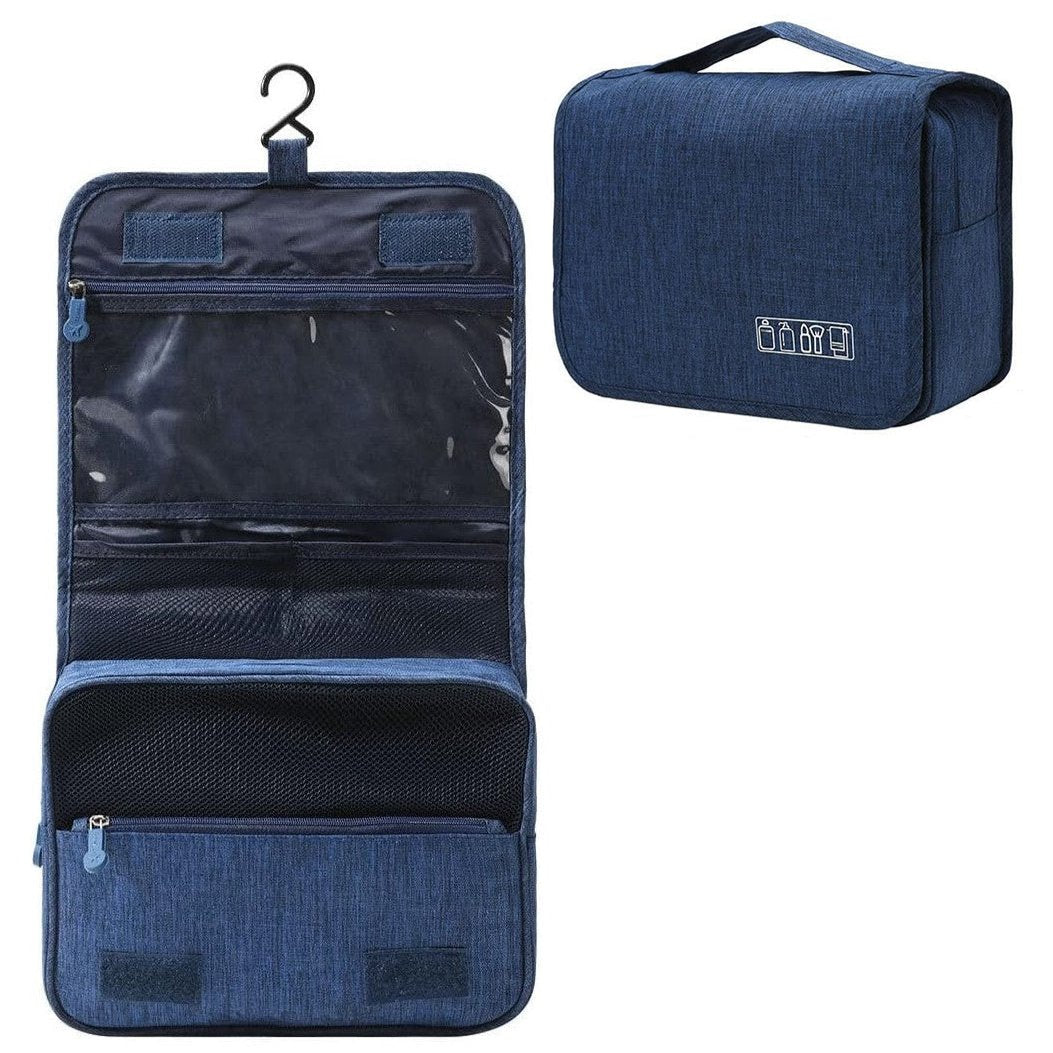 Organizator de baie pentru cosmetice, Zola®, fermoar, carlig pentru agatat, 41x24 cm, bleumarine