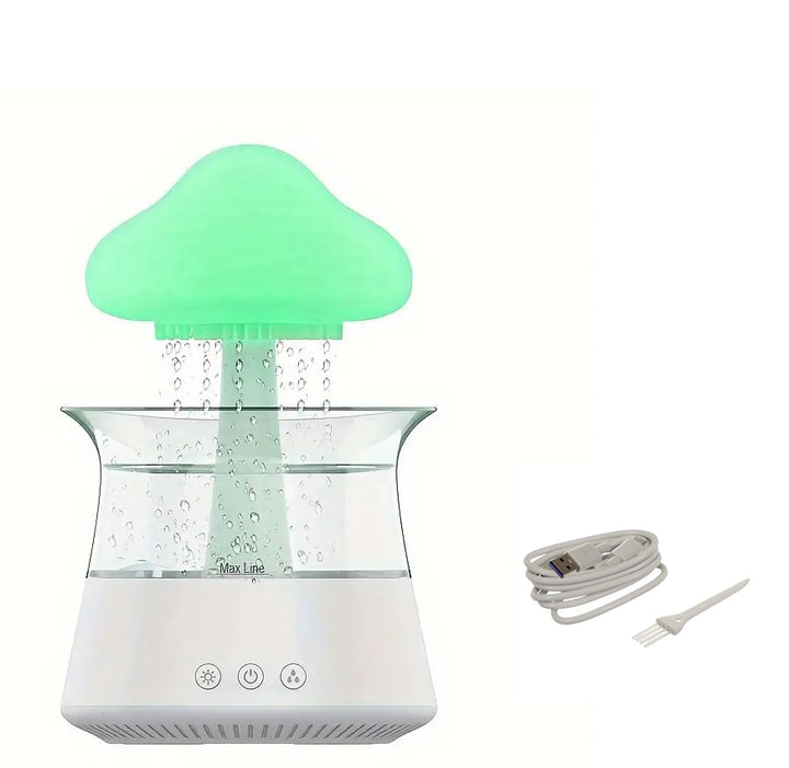 Umidificator in forma de ciuperca, Zola®, difuzor de arome, efect de ploaie, 6 diode LED, 8 moduri de schimbare a culorii, capacitate 450 ml, putere 10 W, alb