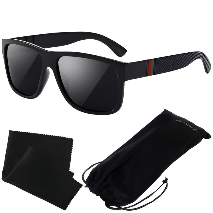 Ochelari de soare, Zola®, polarizati, filtru UV 400, negru cu rosu, husa depozitare