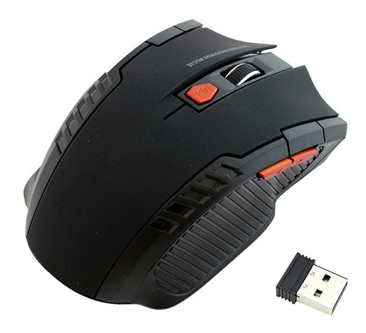 Mouse optic cu WI-FI, Zola®, fara fir,5 butoane+scroll, 11.5x7.5x3.5 cm, negru cu rosu