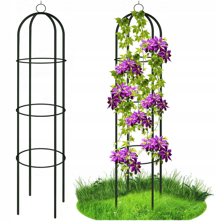 Suport metalic pentru plante de gradina, Zola, otel, 4 picioare, 190 x 40 cm, negru