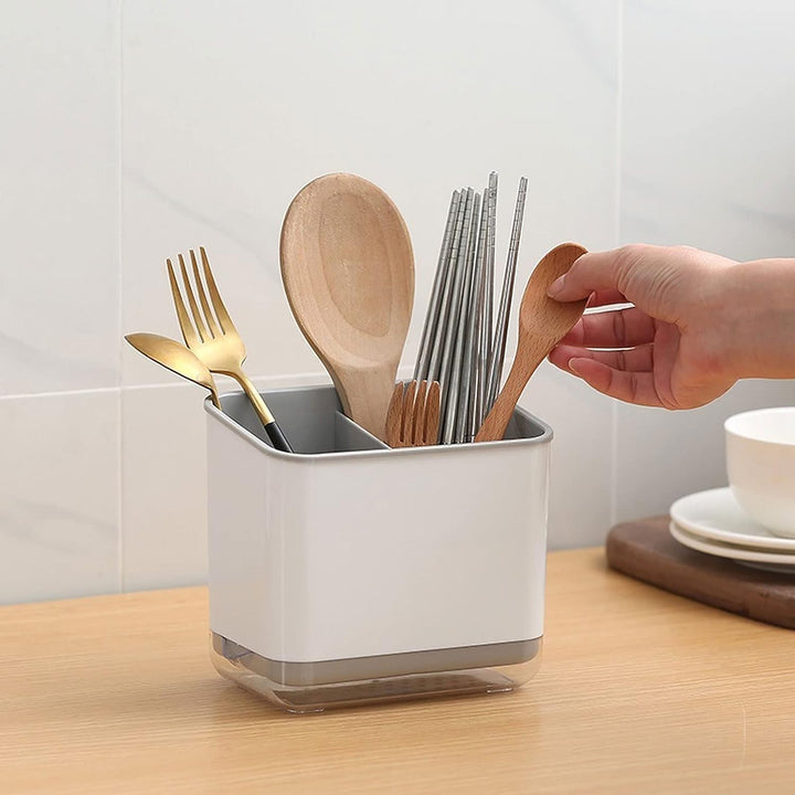 Recipient pentru tacamuri cu scurgere, Zola®, cu 3 compartimente, din plastic, gri