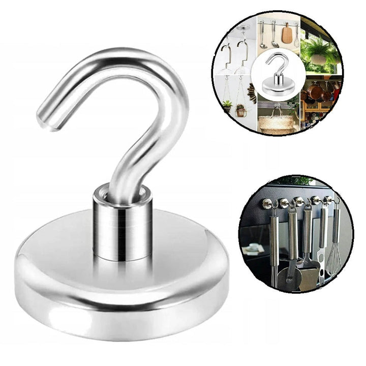 Carlig magnetic multifunctional, Zola, greutate suportata 38 kg, diametru baza 3.2 cm, inaltime 4.5 cm, ideal pentru organizare, argintiu