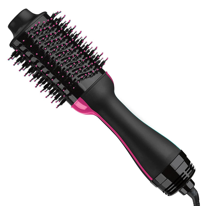 Perie multifunctionala pentru coafarea parului, UBX®, reglarea temperaturii, 230V, 1200W, 33x11x7 cm, negru/roz