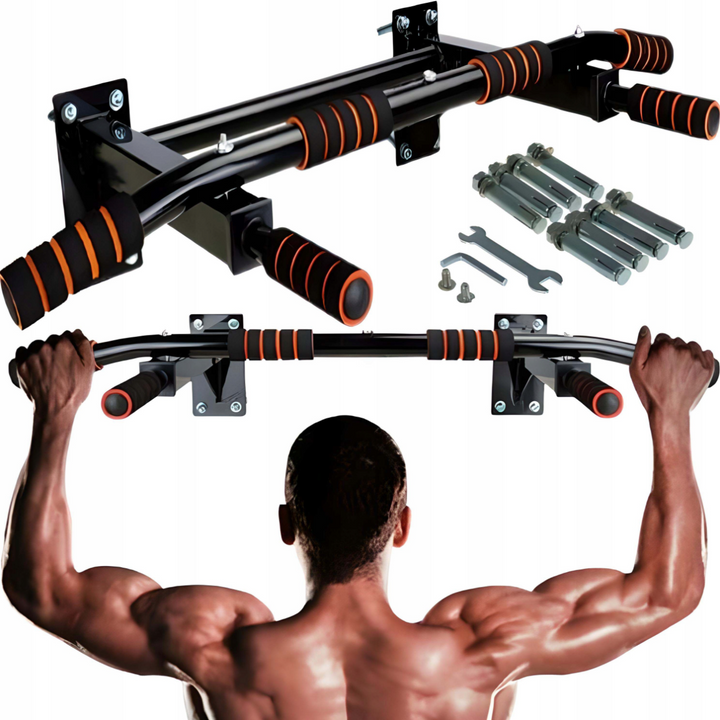 Bara de tractiuni multifunctionala pentru perete, Zola, 93.5 x 50 x 56.5, max. 150 kg, manere ergonomice spuma, otel, neagra