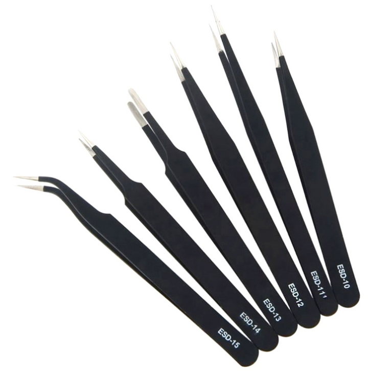Set 6 pensete, Zola®, pentru service si modelare, negre, din otel inoxidabil, modele diferite