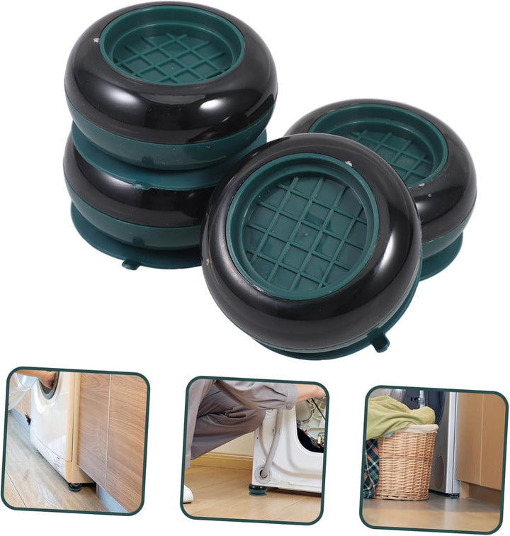 Set 4 picioare antiderapante pentru masina de spalat rufe/vase, Zola, reduce zgomotul, din cauciuc, 3.5x7.5 cm, verde