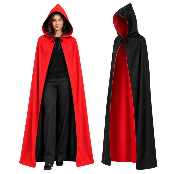 Pelerina cu 2 fete, Zola, pentru carnaval si Halloween, costum vampir Dracula, 175 cm, 100% poliester, negru/rosu