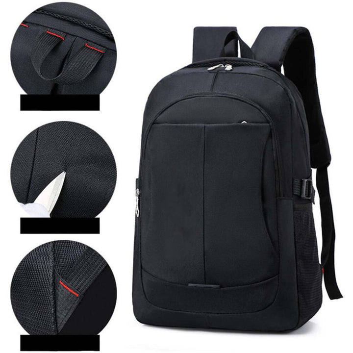 Rucsac adolescenti, Zola®, 2 compartimente, 2 buzunare laterale, catarame laterale pentru ajustare, rezistent la apa, curele reglabile, ideal pentru calatorii si scoala, 48 x 31 x 15 cm, negru cu insertii rosii
