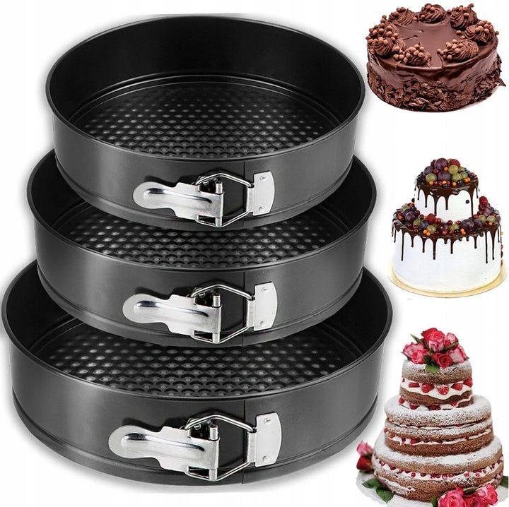 Set 3 tavi pentru copt, Zola®, marimi diferite, antiderapante, fund detasabil, negre