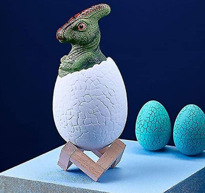 Lampa de veghe, Zola®, model Corythosaurus in ou, LED RGB, plastic si lemn, 20.5x9.5 cm, verde