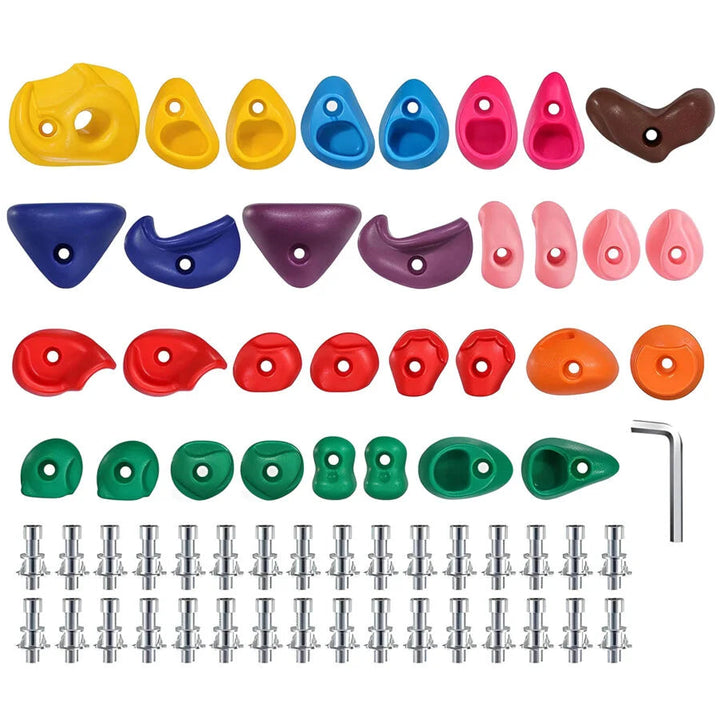 Set prize catarare copii, Zola, 32 piese escaladare, kit montare inclus, pentru perete alpinism, multicolor