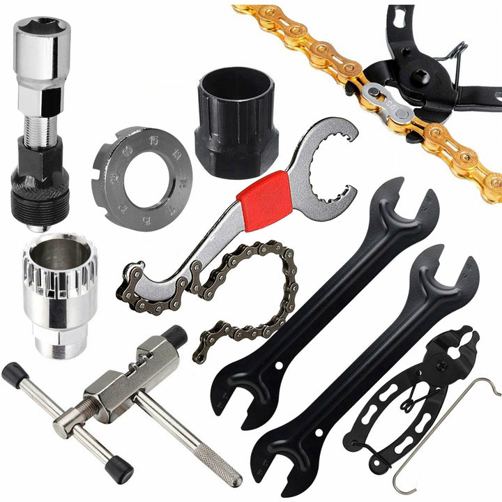 Set 10 chei reparatii biciclete, Zola, compatibil lant 1-12 viteze, chei 13-16 mm, nipluri 10-15 G, otel calit, pentru transmisie si roti