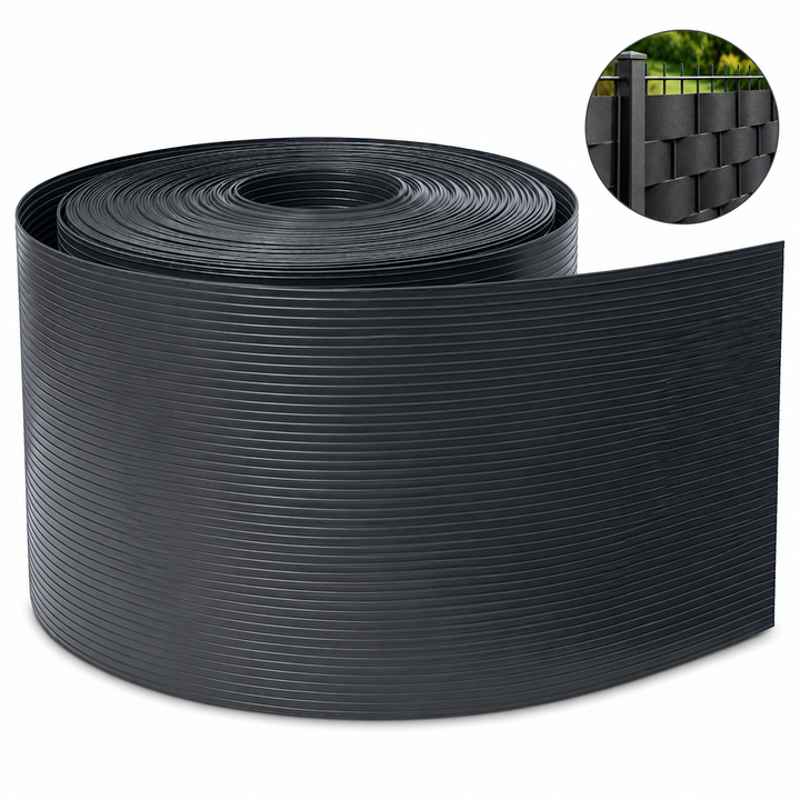 Banda decorativa pentru ingradire garduri, Zola, rezistenta UV, 700 g/m2, PP, 19 x 2600 cm, gri antracit