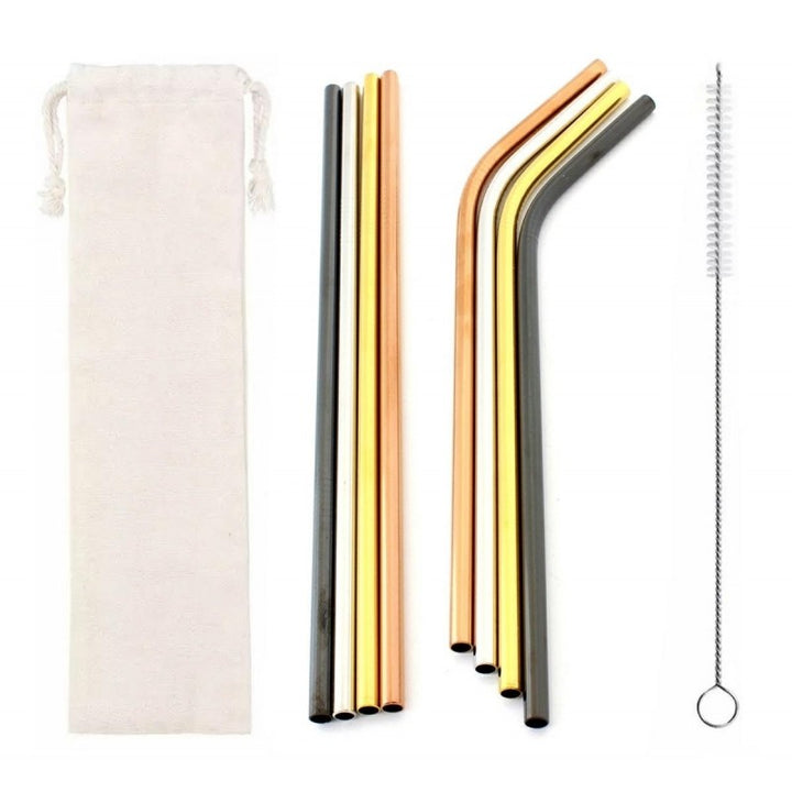 Set 8 paie de baut metalice, Zola®, cu perie pentru curatare, diferite marimi, saculet pentru depozitare, otel inoxidabil, multicolor