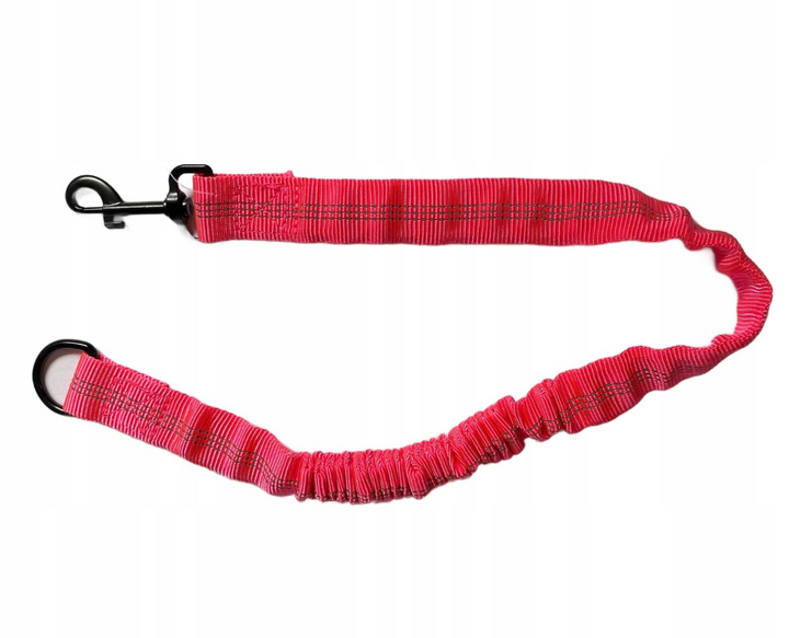 Amortizor pentru lesa de dresaj, Zola, cu carabina si inel din metal, lungime 95 cm, roz