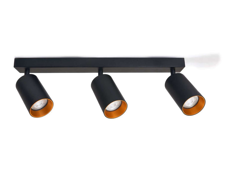 Plafoniera cu 3 spoturi, Zola®, soclu GU10, rotire 360 grade si inclinare 90 grade, 45x5x2.5 cm, negru