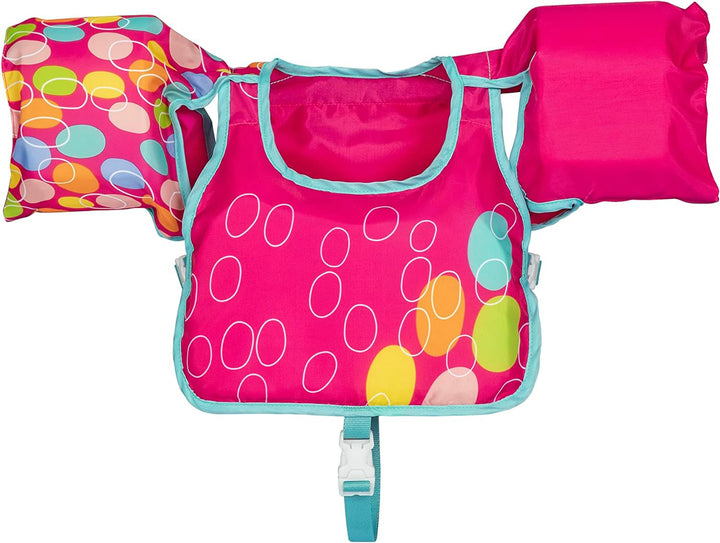 Vesta de inot cu maneci pentru copii, Zola,  umplutura din spuma, verde, 3-6 ani, greutatesuportata 13-30 kg, inchiderii reglabile cu doua catarame,  29 x 27 cm, roz