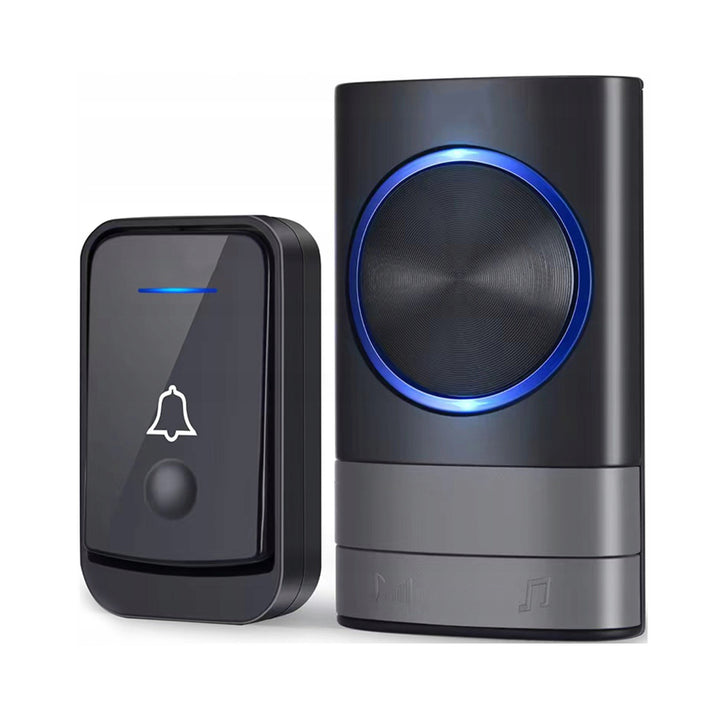 Sonerie wireless pentru usa/poarta exterioara, Zola, raza actiune 200 m, 45 sonerii diferite, 4 niveluri volum, receptor 110-260V, emitator baterie 12V inclusa, 10.3 x 6.1 x 3.4/7.7 x 4.5 x 2 cm, negru