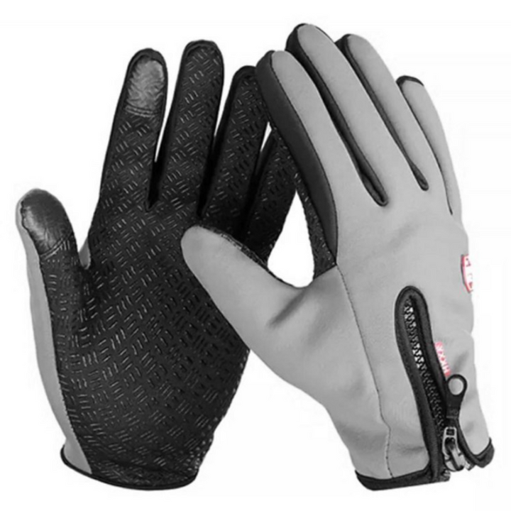 Manusi calduroase pentru sezonul rece, Zola®, unisex, gri, cu touch, fermoar, marimea XXL
