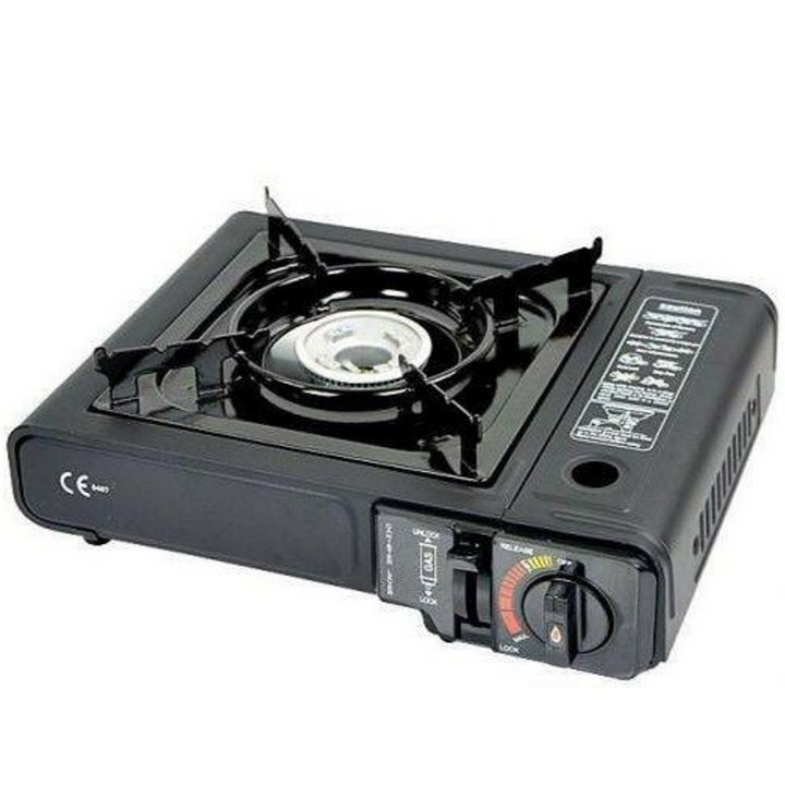 Aragaz portabil camping, Zola, alimentare cu gaz, reglarea marimii flacarii, protectie flacara impotriva stingerii, 21.4x21.4 cm, negru