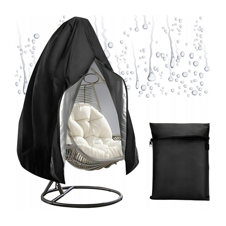 Husa pentru balansoar tip cuib, Zola, inchidere fermoar si snur de siguranta, impermeabila, material Oxford 210D, 190 x 115 cm, neagra