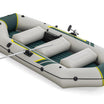 Barca gonflabila Ranger Elite X4, Bestway, 4 persoane, 500 kg, 320x148x47 cm, vasle, pompa, petic reparare, vinil Tritech, geanta transport, gri/verde