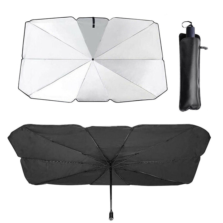 Parasolar auto tip umbrela, Zola, protejeaza impotriva radiatiilor solare, universal, 130x75 cm, nergru/gri