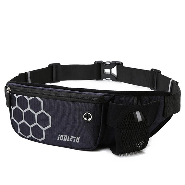 Borseta sport, Zola®, reglabila, curea elastrica, elemente reflectorizante, buzunar cu fermoar, suport de sticla, neagra, 35 cm