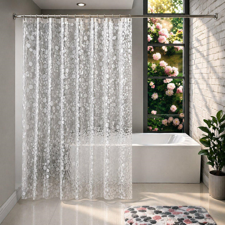 Perdea de dus, Zola, model 3D, impermeabila, material PEVA, 200 x 180 cm, transparenta