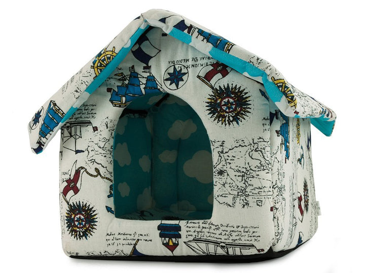 Patut pentru caini si pisici de talie mica, Zola, in forma de casuta, multicolor, marimea XL