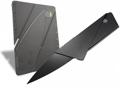Cutit pliabil, Zola®, pentru supravietuire in forma de card, negru, din otel, lungimea lamei 6.5 cm